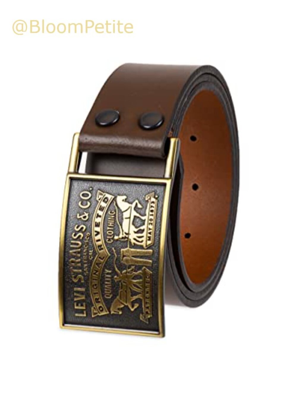 Leather Jean Belt with Removable Plaque Buckle Western Style